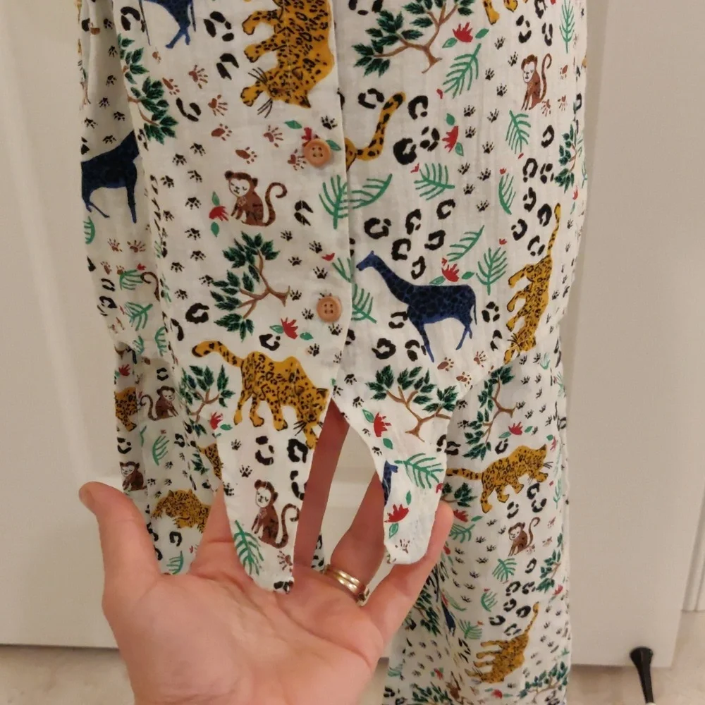 New!Art Class Girls Safari Animal Graphic Top Ties Waist & Pants Set Cottagecore